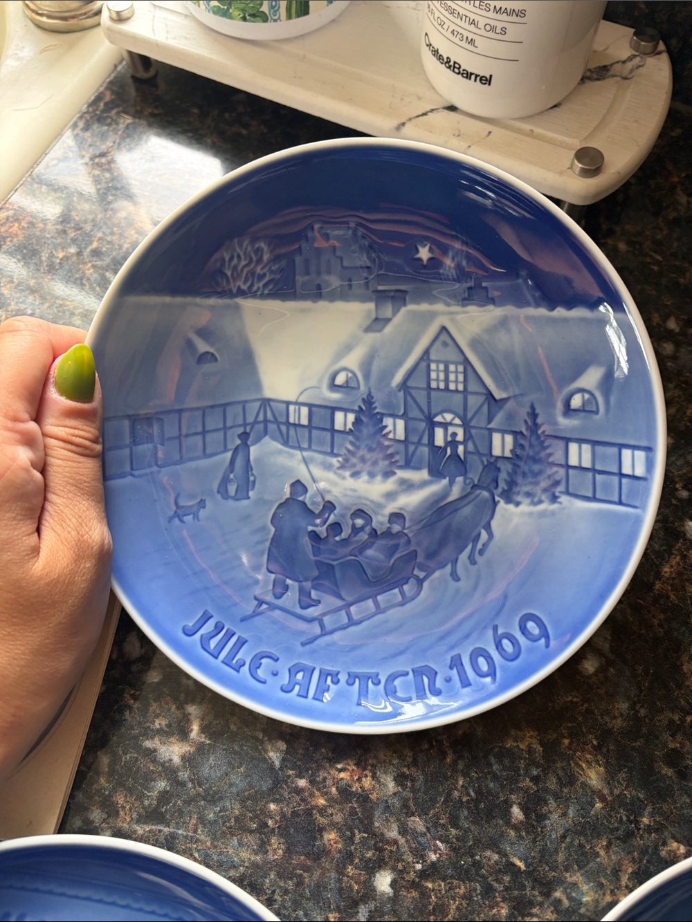 Vintage-Style Blue Holiday Collector Plate - 1969